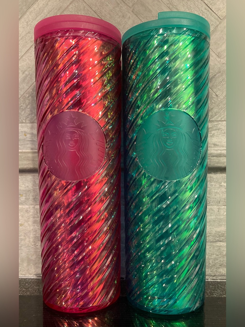 Starbucks Swirled Holiday Tumbler Pair